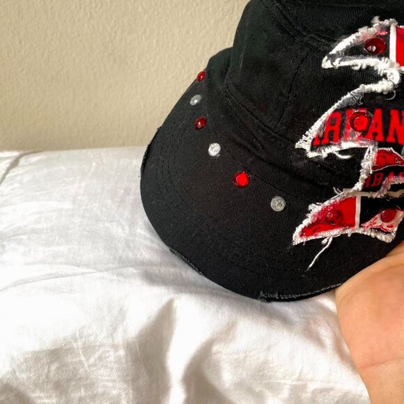 Arkansas Razorbacks y2k Black Red Rhinestone Bling Hat - Picture 2 of 4